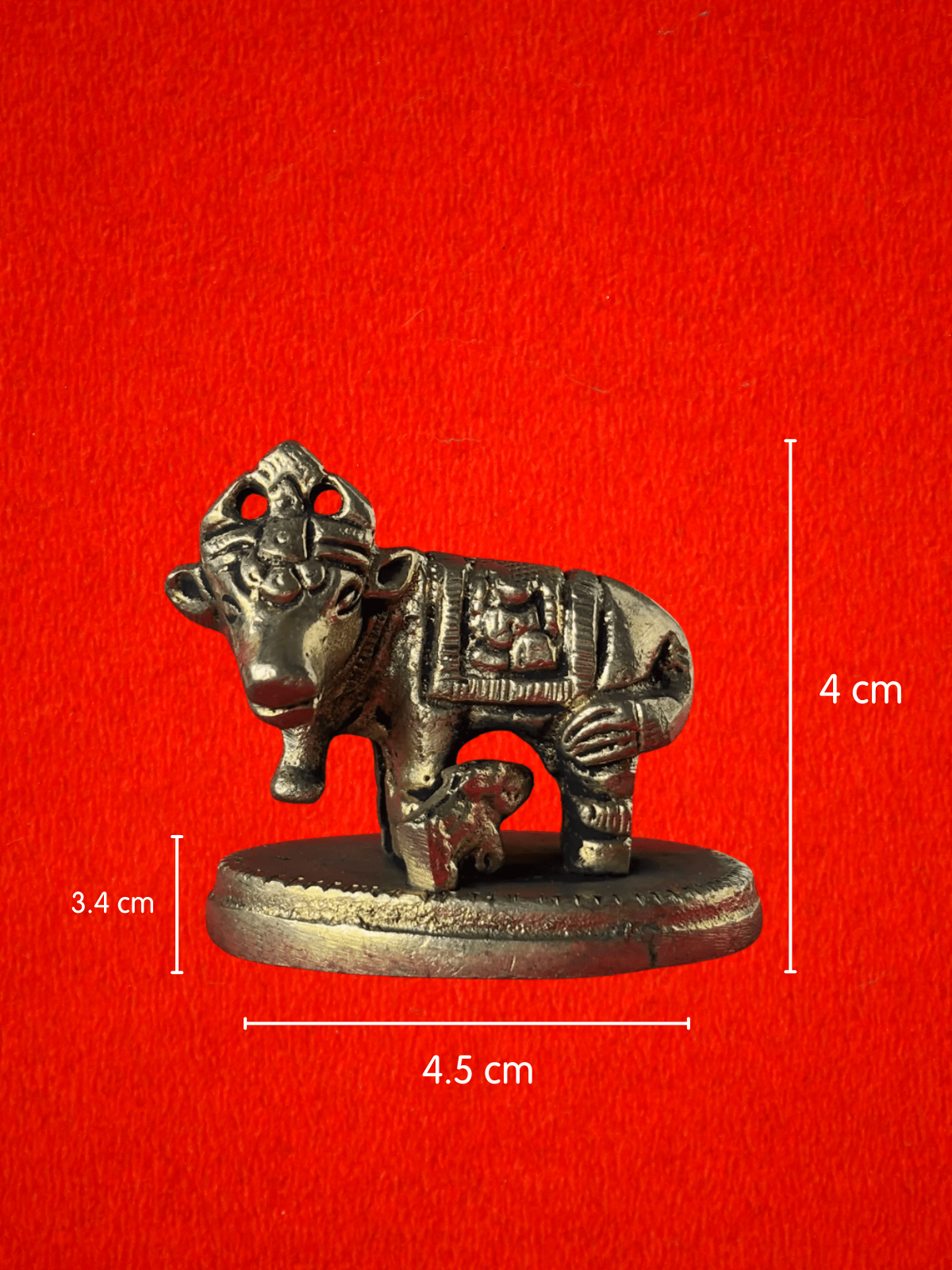 Brass Gau Mata with Calf - 1.6 inch | 100 gm