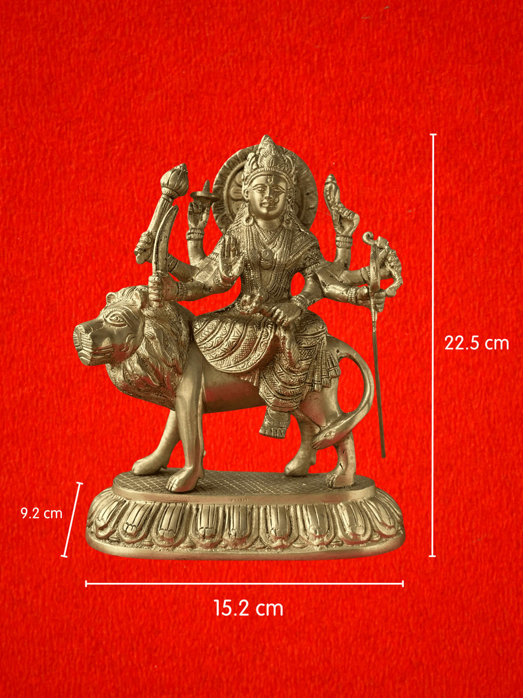 Majestic Maa Durga Brass Idol - 8.90 inch | 2.7 kg