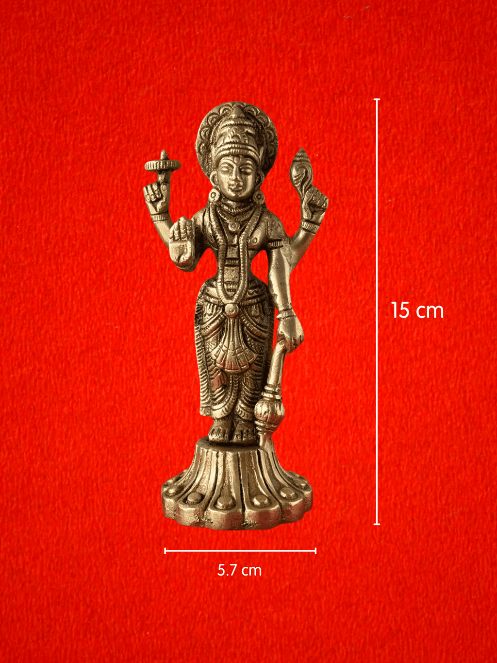 Shri Hari Vishnu Brass Idol - 6 inch | 525 gm