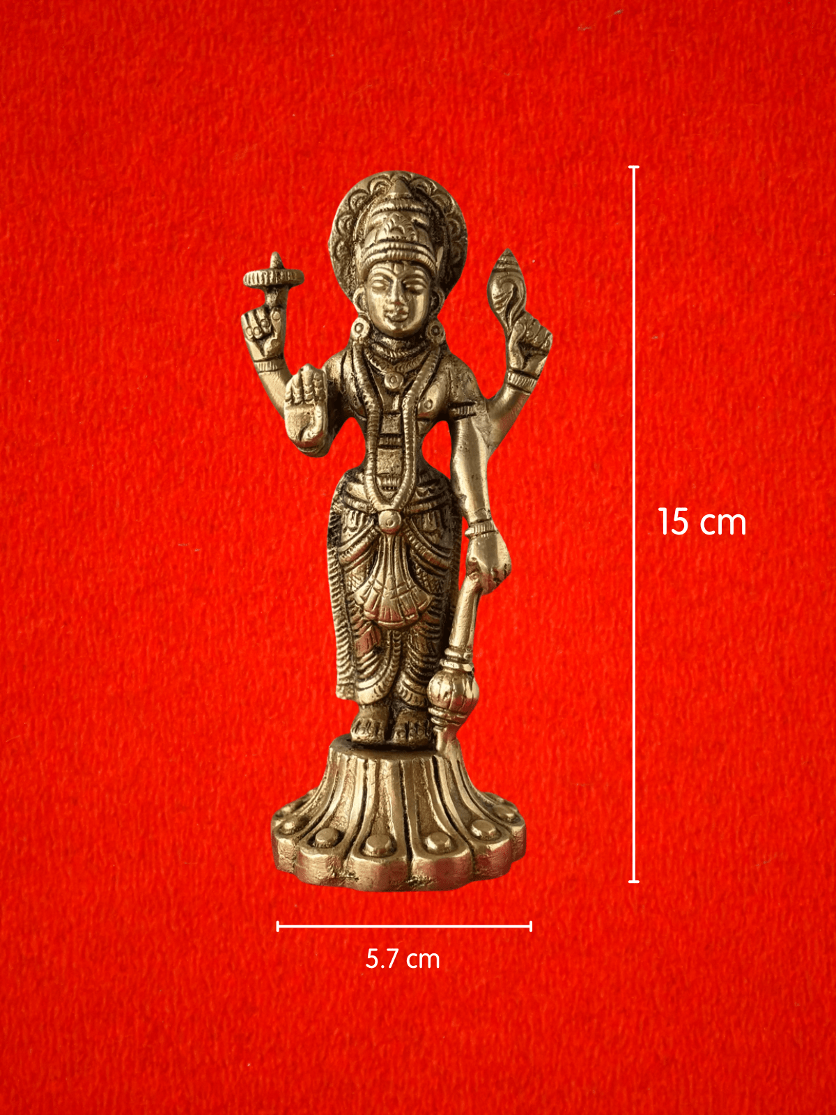Shri Hari Vishnu Brass Idol - 6 inch | 525 gm