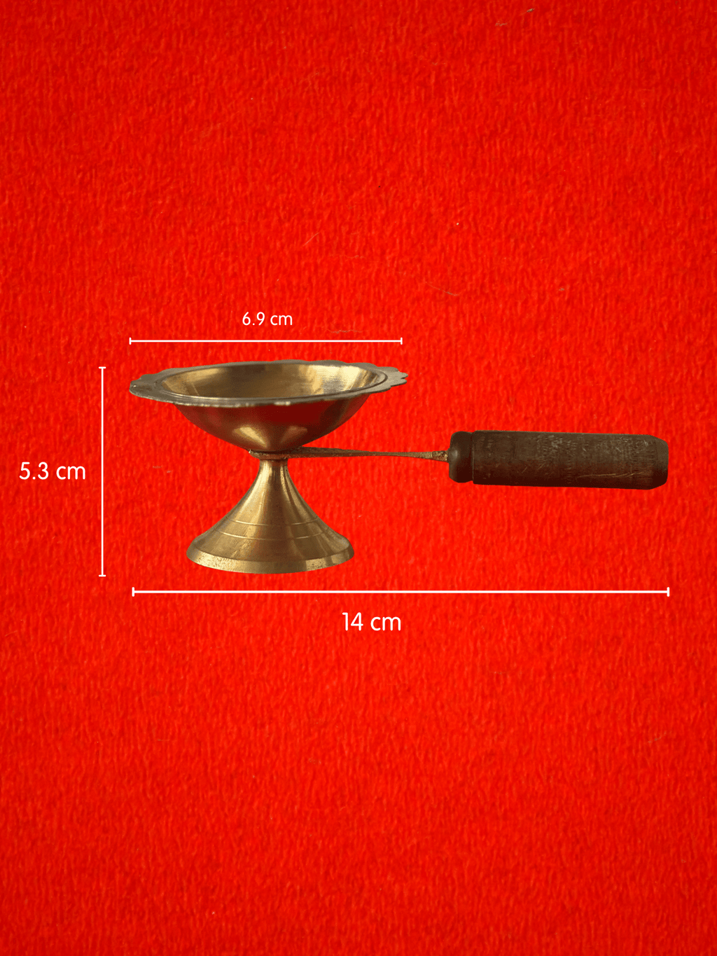 Pure Brass Dhoop Aarti Burner with Wooden Handle
