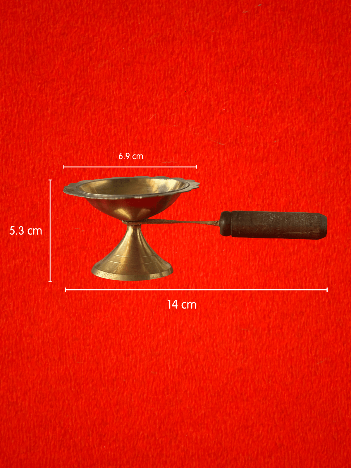 Pure Brass Dhoop Aarti Burner with Wooden Handle