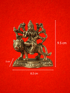 Goddess Durga Riding Lion Brass Idol - 3.8 inch | 480 gm