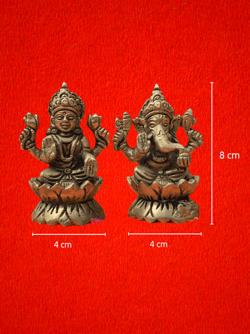 Lakshmi Ganesh Lotus Brass Murti Set - 3.14 inch | 600 gm