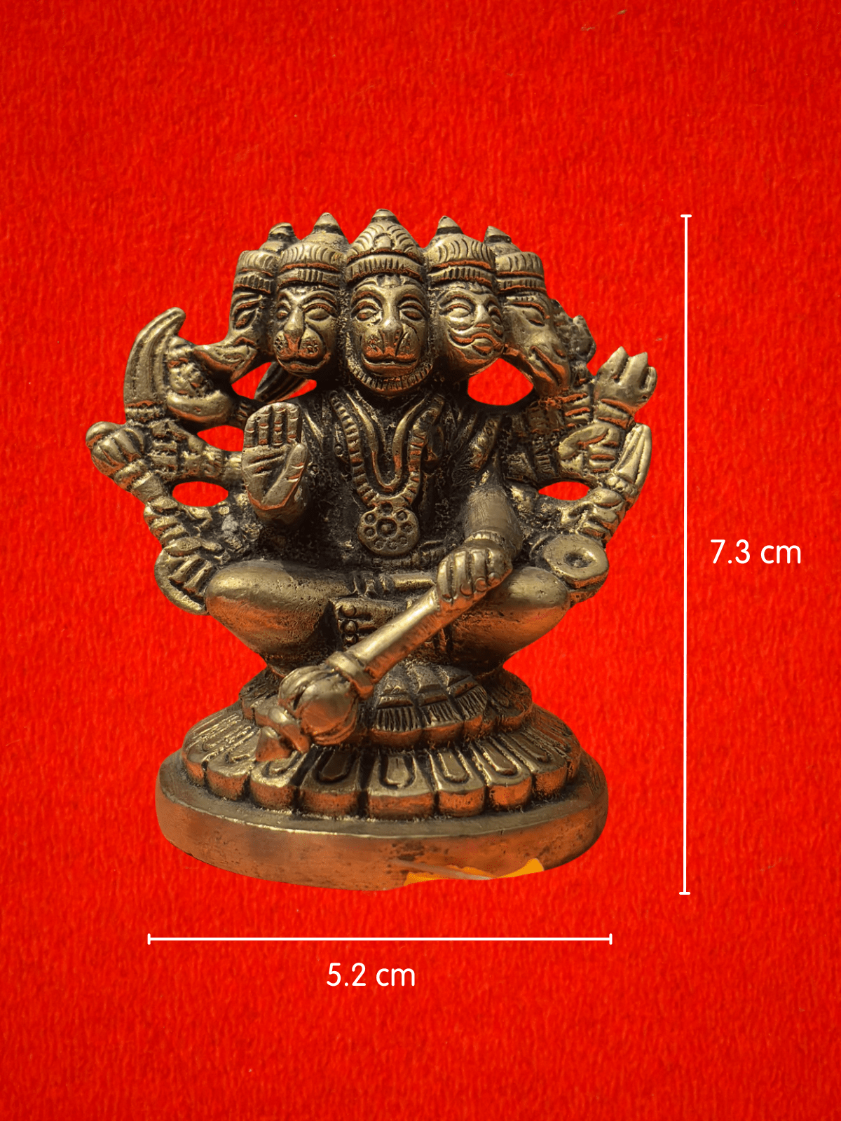 Panchmukhi Hanuman Sitting Brass Murti - 3 inch | 370 gm