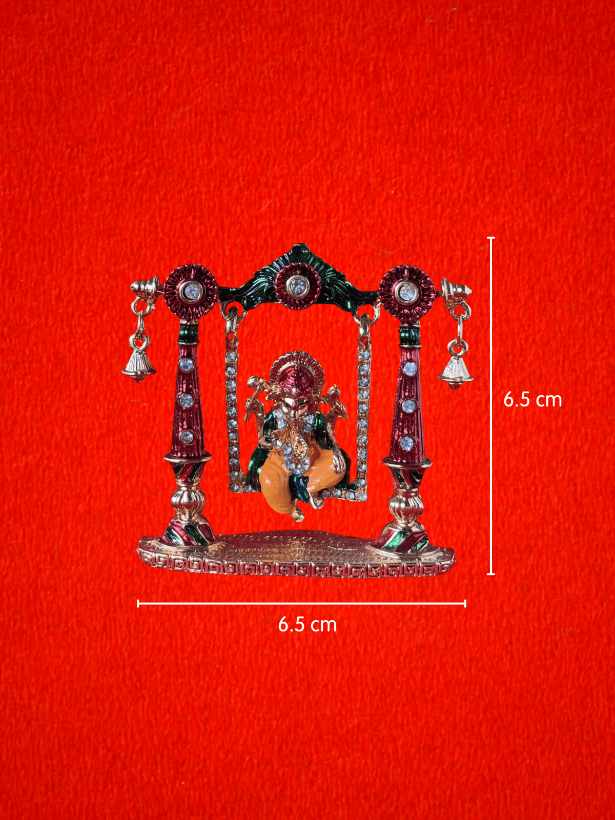 Shri Ganesha on Jewel Studded Swing - Car Dashboard / Office / Home