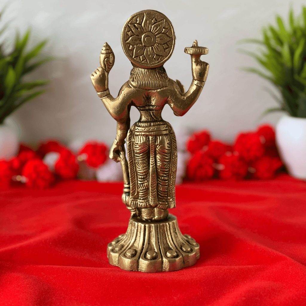 Shri Hari Vishnu Brass Idol - 6 inch | 525 gm