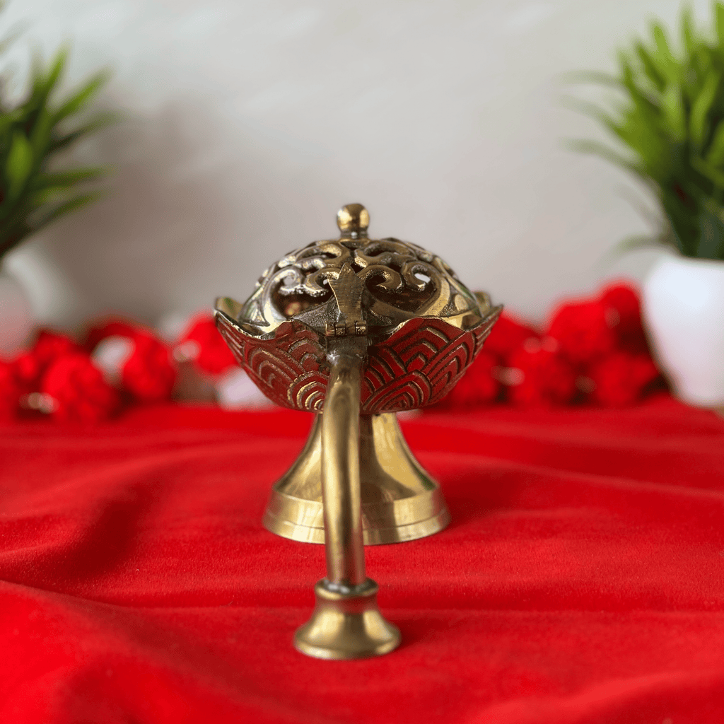 Designer Pure Brass Guggal Burner with Lid