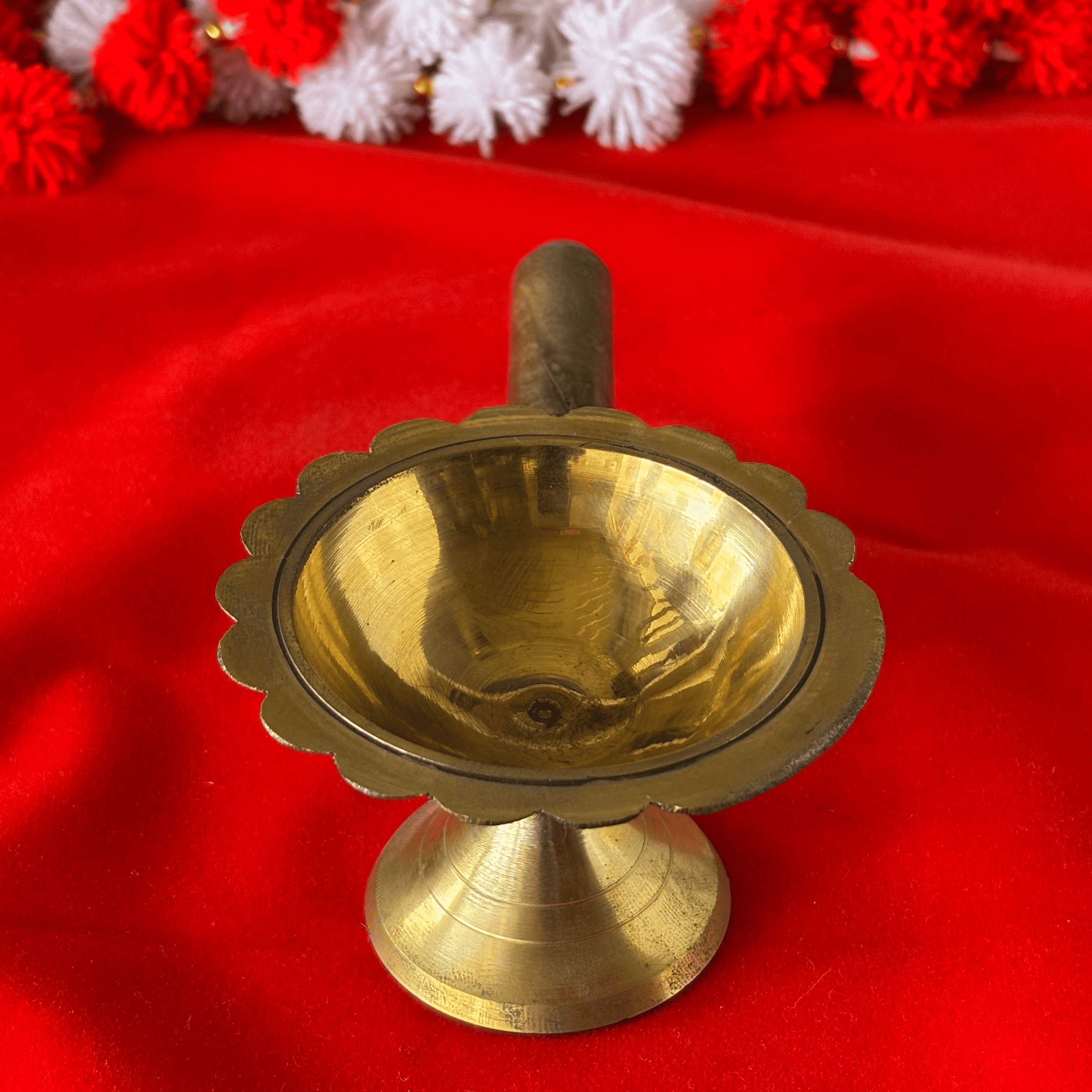 Pure Brass Dhoop Aarti Burner with Wooden Handle