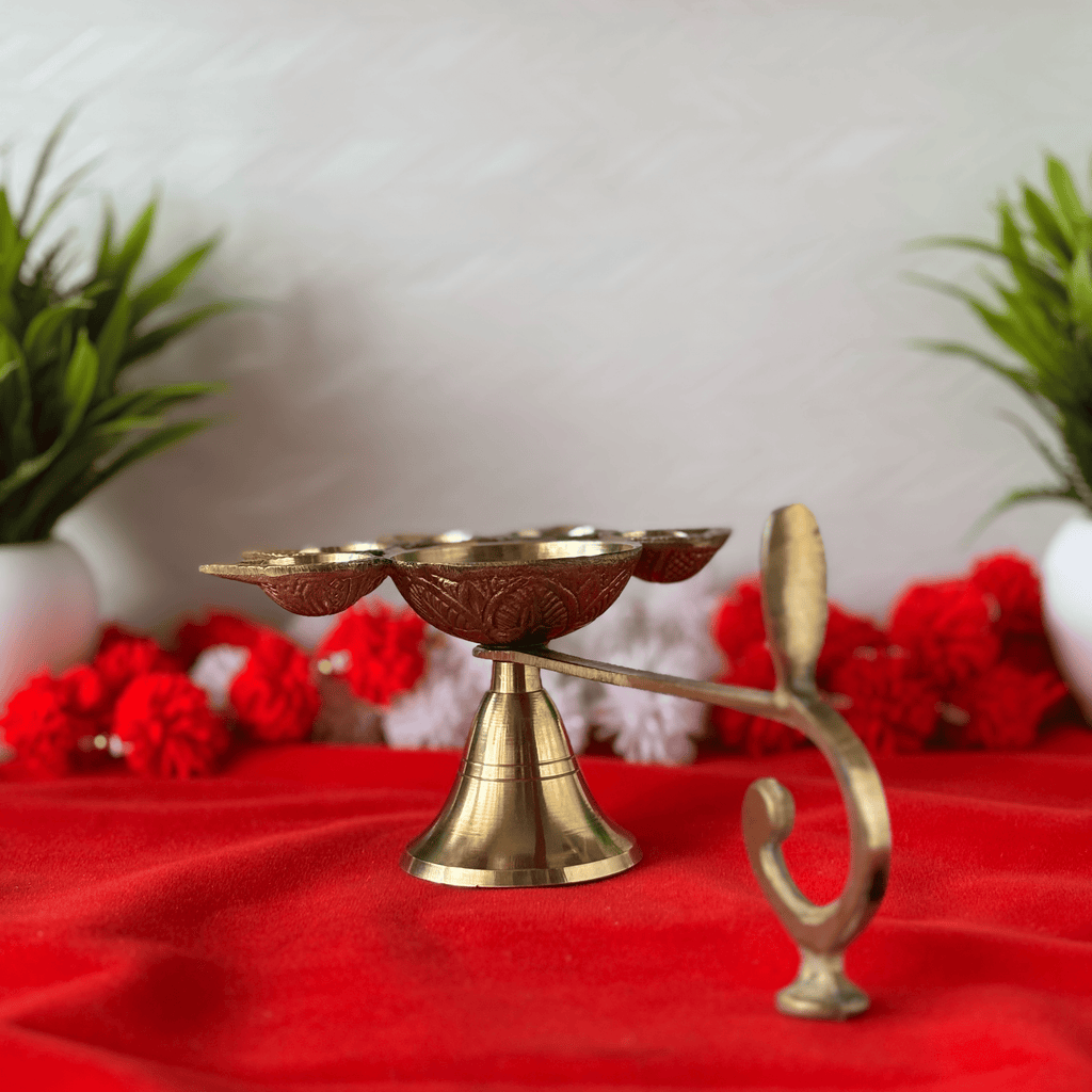 Brass Panch Mukhi Deepak Aarti Diya
