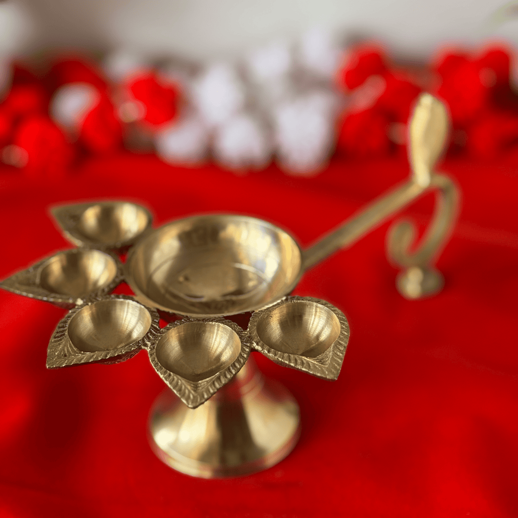Brass Panch Mukhi Deepak Aarti Diya