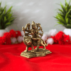 Goddess Durga Riding Lion Brass Idol - 3.8 inch | 480 gm