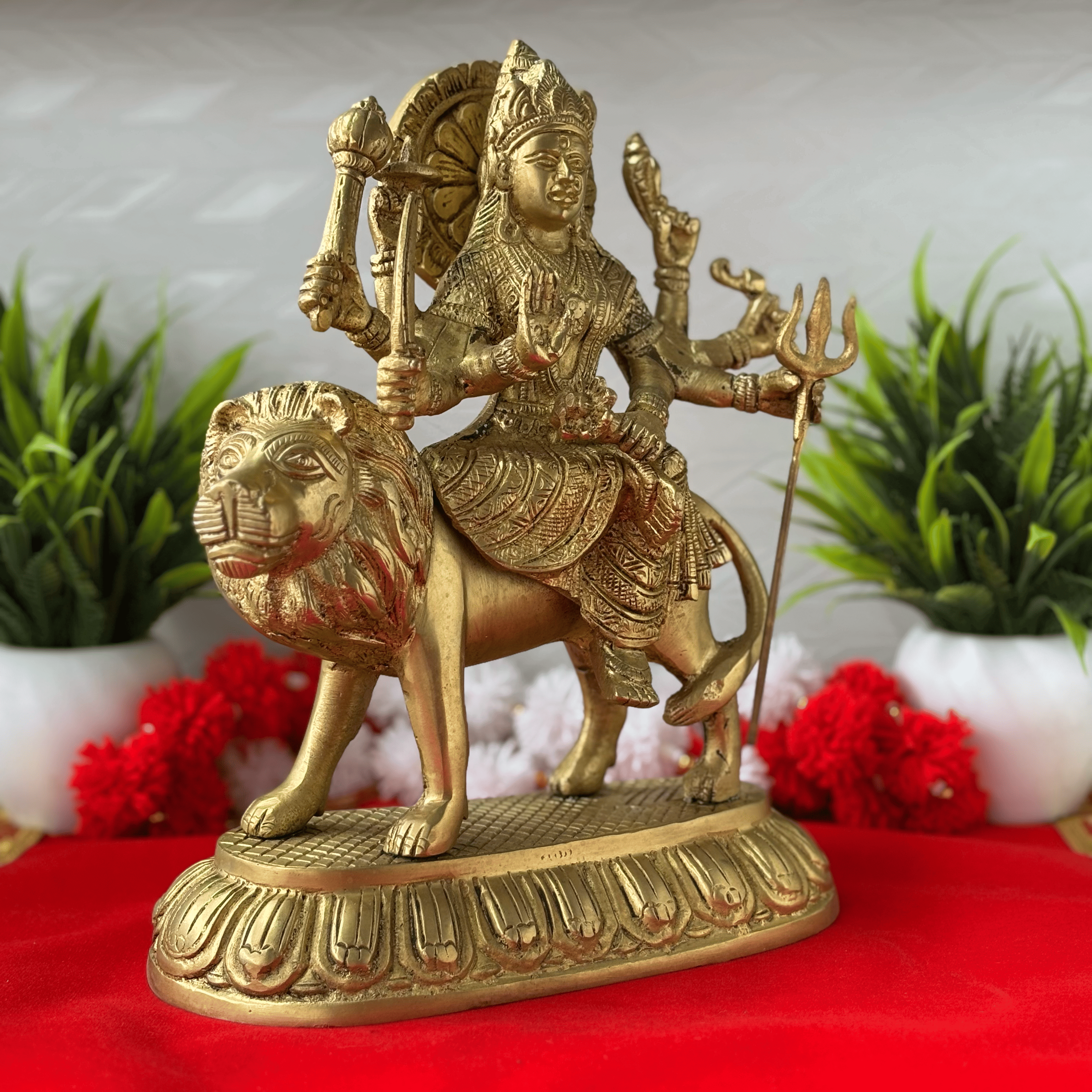 Majestic Maa Durga Brass Idol - 8.90 inch | 2.7 kg