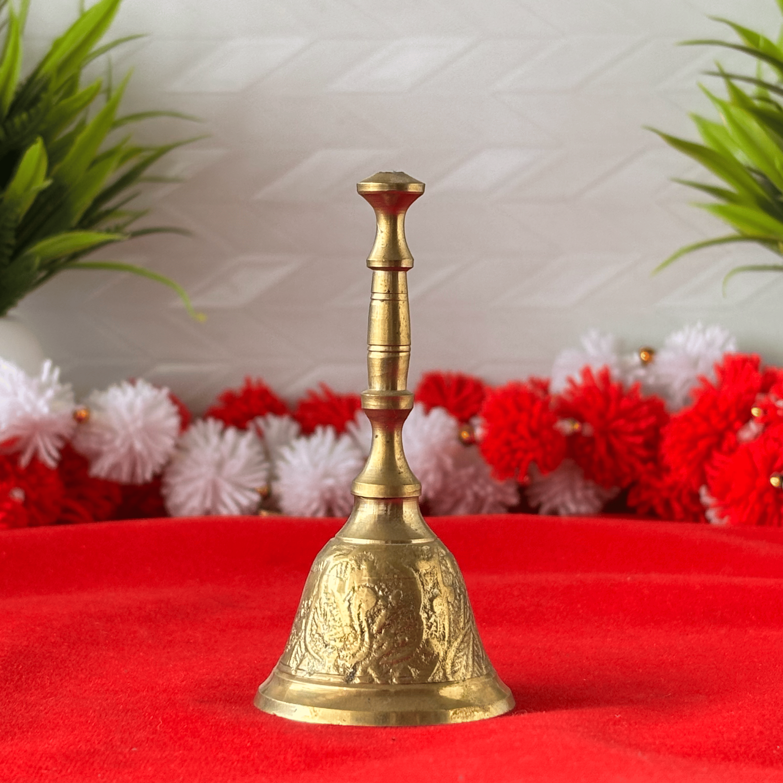 Brass Pooja Bell with Intricate Carvings