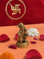 Sankat Mochan Hanuman Ji Brass Statue 6 Inch kneeling pose top view