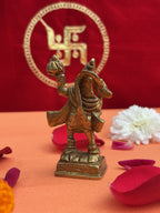 Decorative setup of brass Sanjeevani Hanuman Ji idol back side