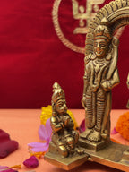 Close-up of Lakshman Ji and Hanuman Ji in Ram Darbar Brass Idol with detailed carving