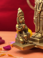 Brass Ram Darbar Idol Set with intricate arch design and divine antique look