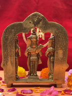 Brass Ram Darbar Idol Set with intricate arch design back view 