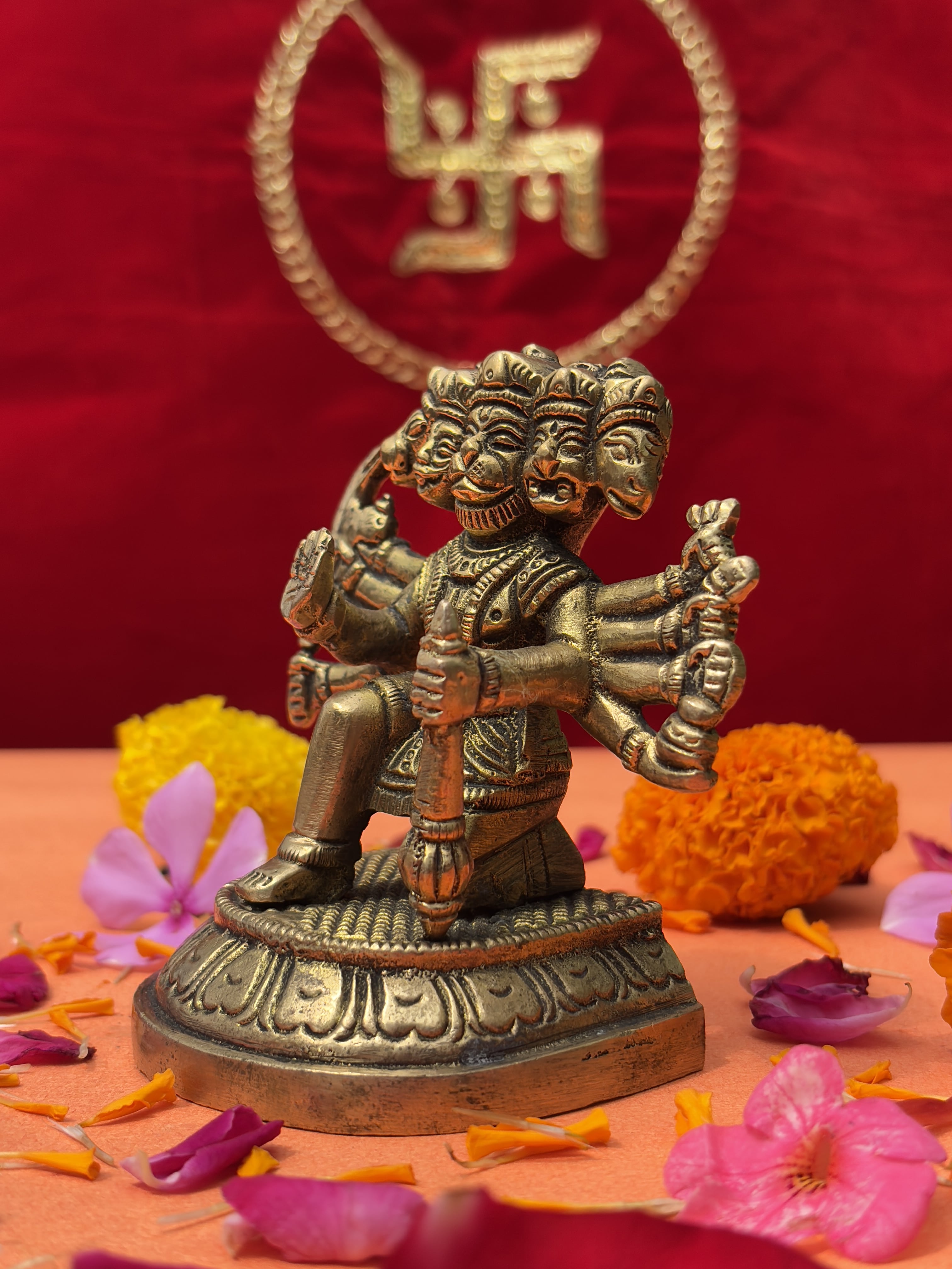 Side angle of Panchmukhi Hanuman Ji Idol showing intricate design and divine aura