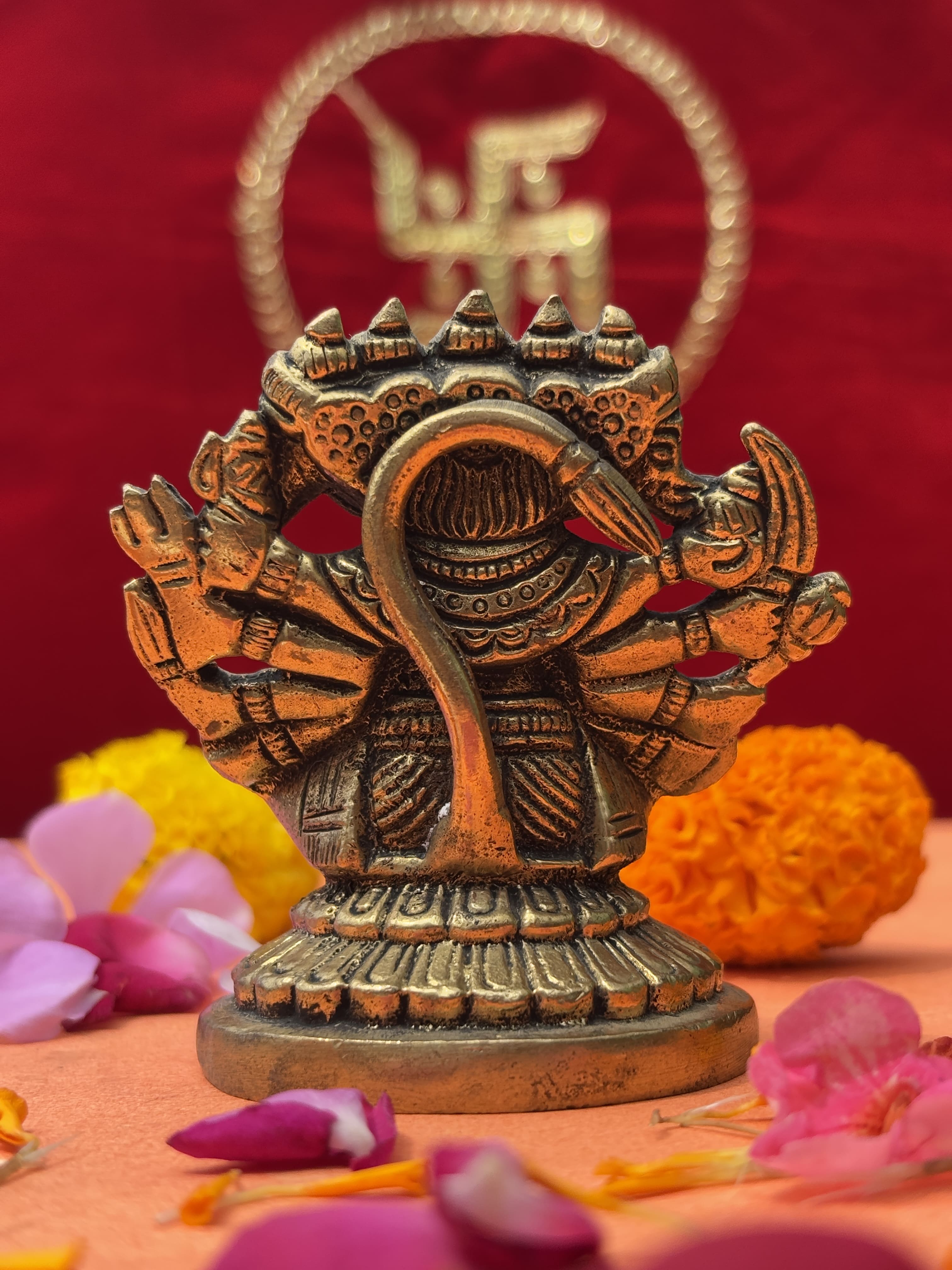 Panchmukhi Hanuman Sitting Brass Murti - 3 inch | 370 gm