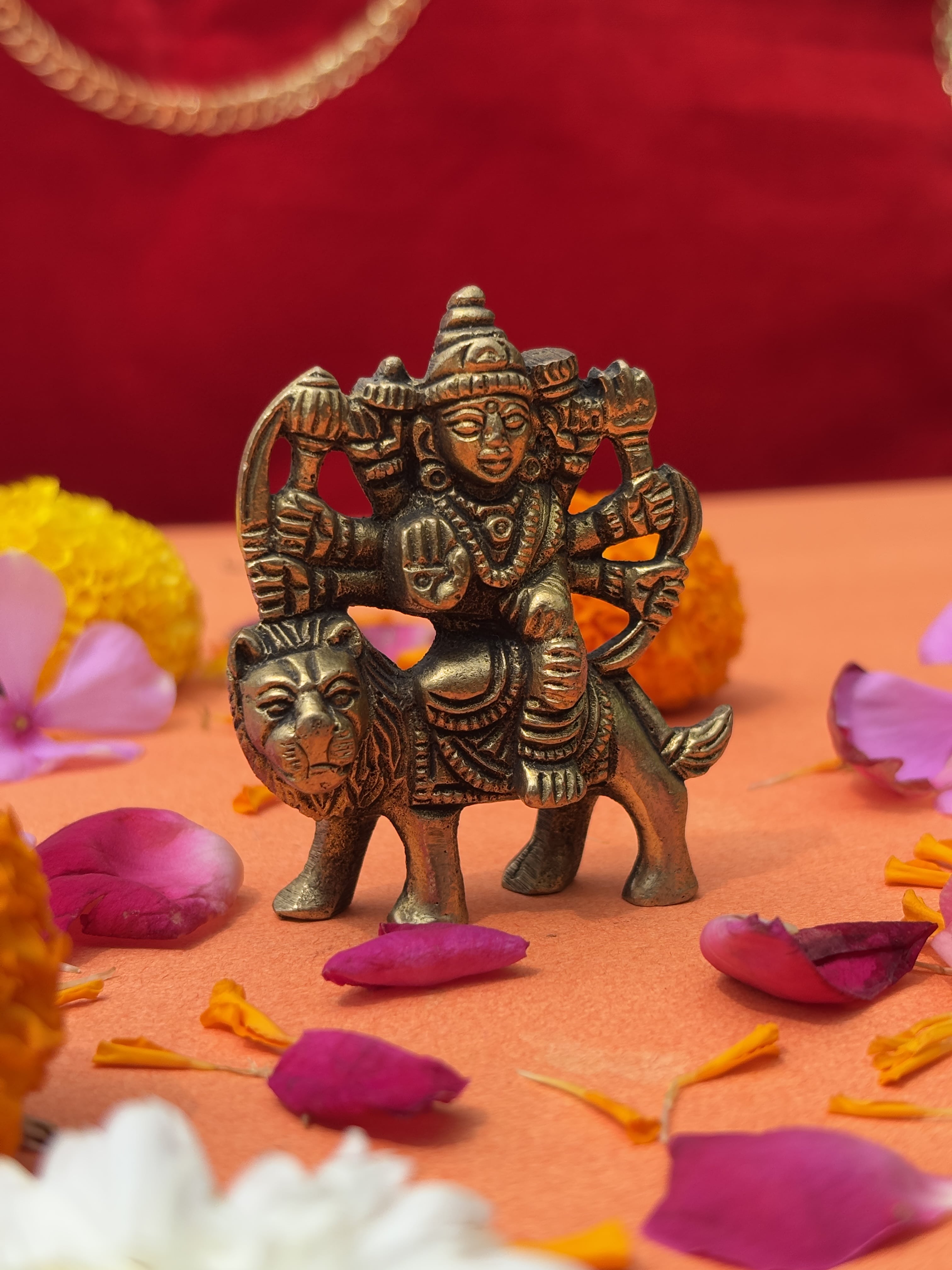 Miniature Maa Durga Brass Murti - 2.36 inch | 100 gm
