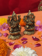 Lakshmi Ganesh Brass Murti - 2.75 inch | 450 gm