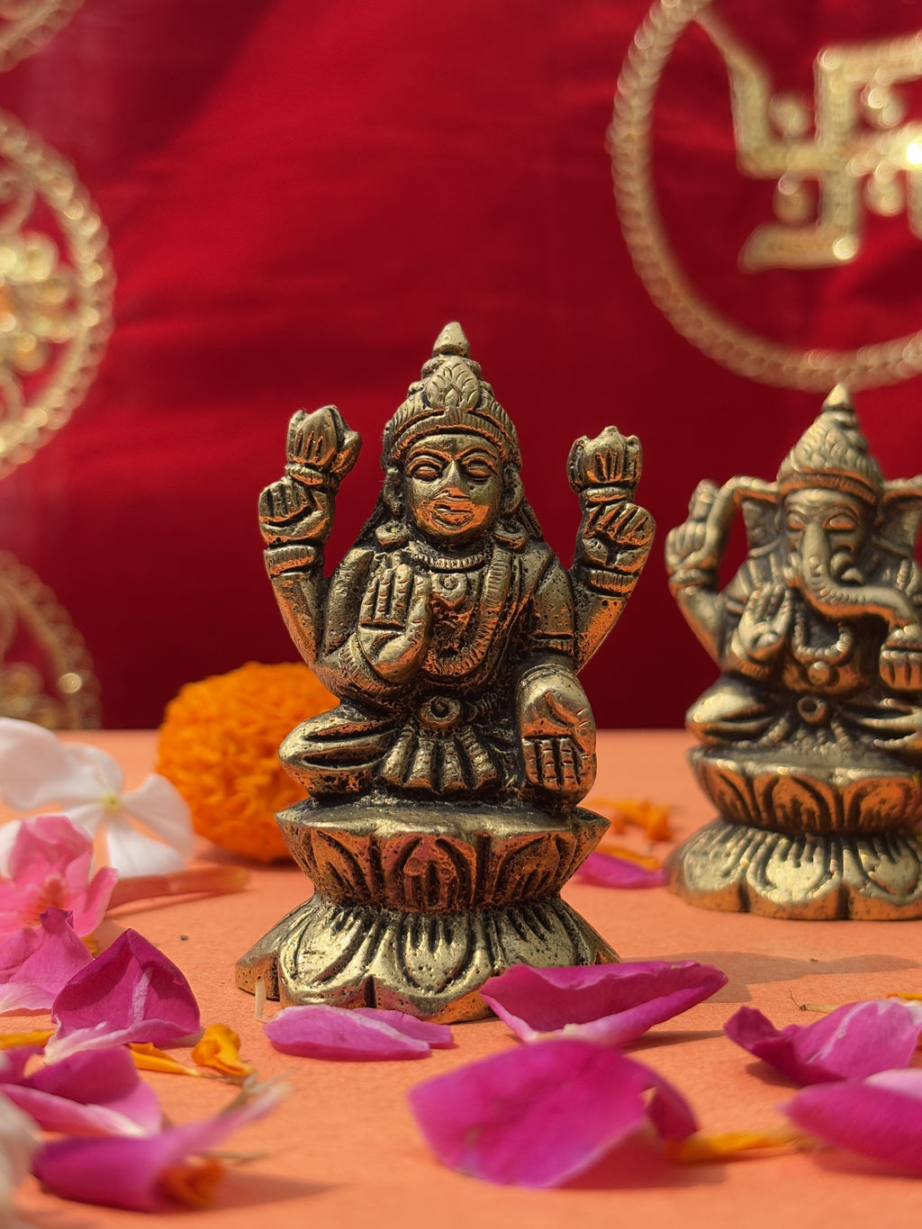 Lakshmi Ganesh Brass Murti - 2.75 inch | 450 gm