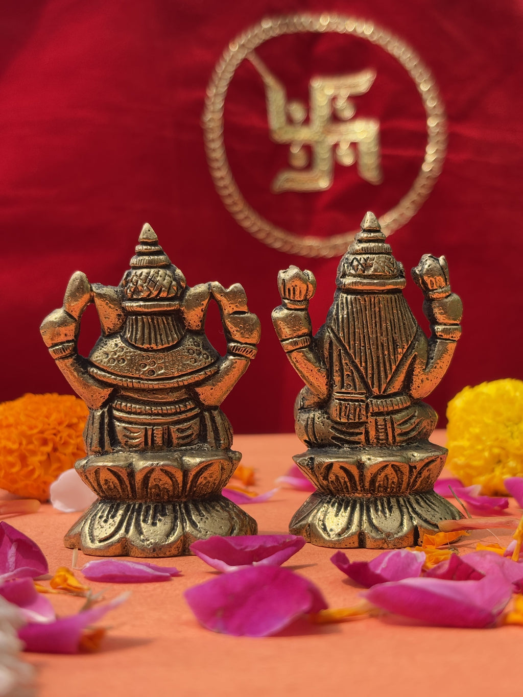 Lakshmi Ganesh Brass Murti - 2.75 inch | 450 gm