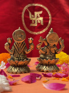 Lakshmi Ganesh Lotus Brass Murti Set - 3.14 inch | 600 gm