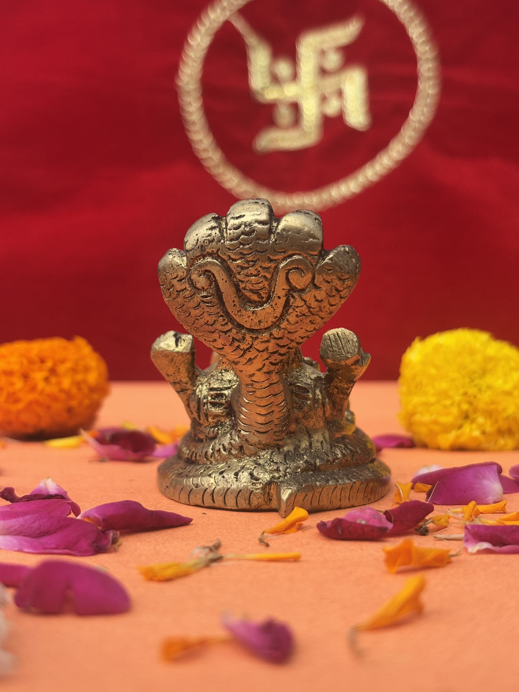 Vishnu Lakshmi Brass Murti on Sheshnag - 2.5 inch | 320 gm