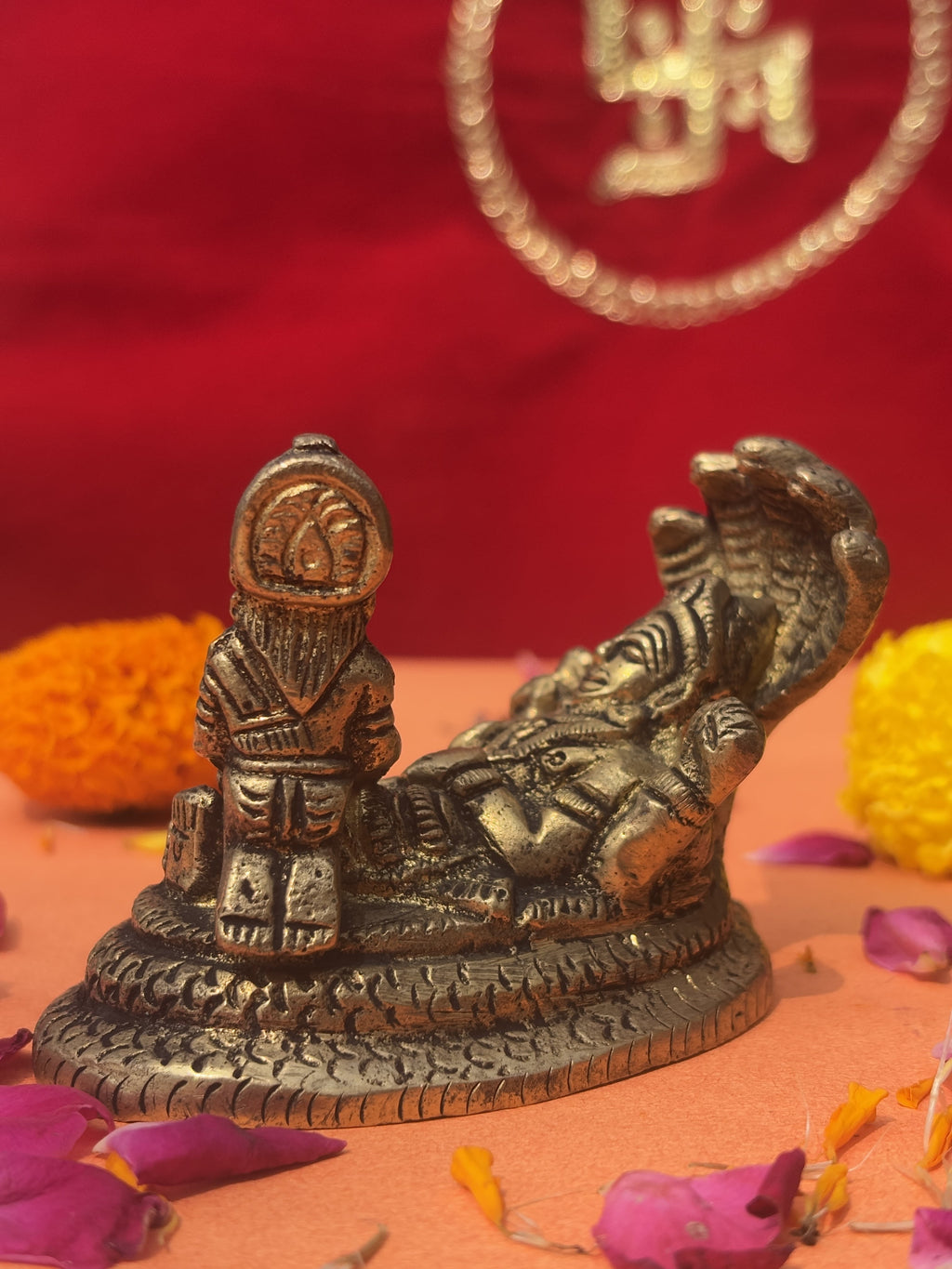 Vishnu Lakshmi Brass Murti on Sheshnag - 2.5 inch | 320 gm