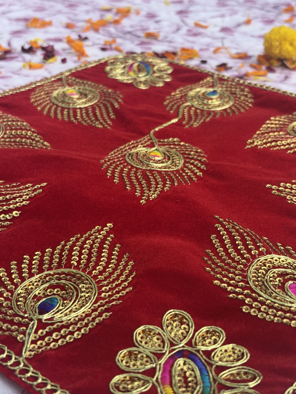 Velvet Red Peacock Aasan