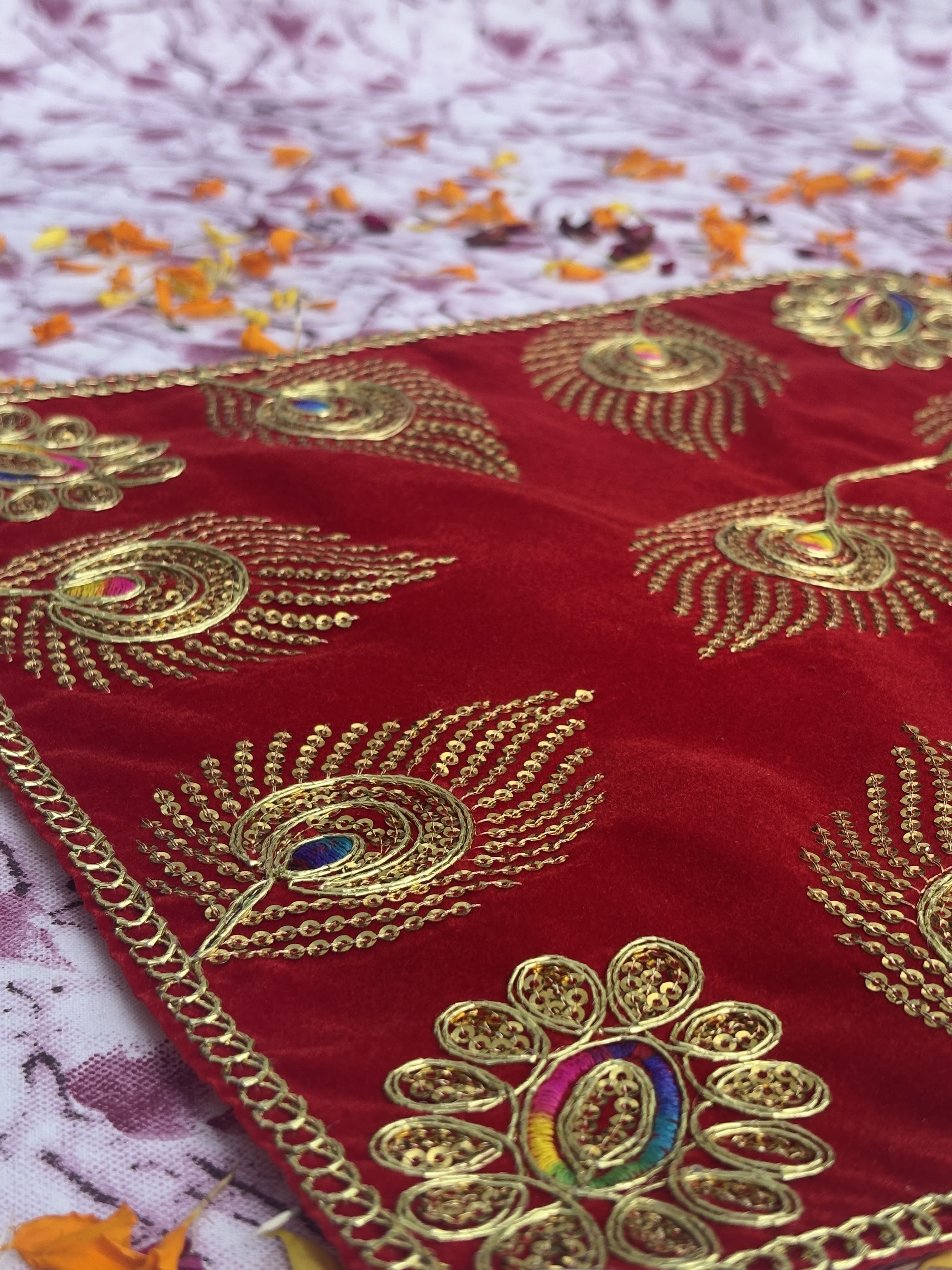 Velvet Red Peacock Aasan