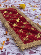 Velvet Red Sequin Aasan