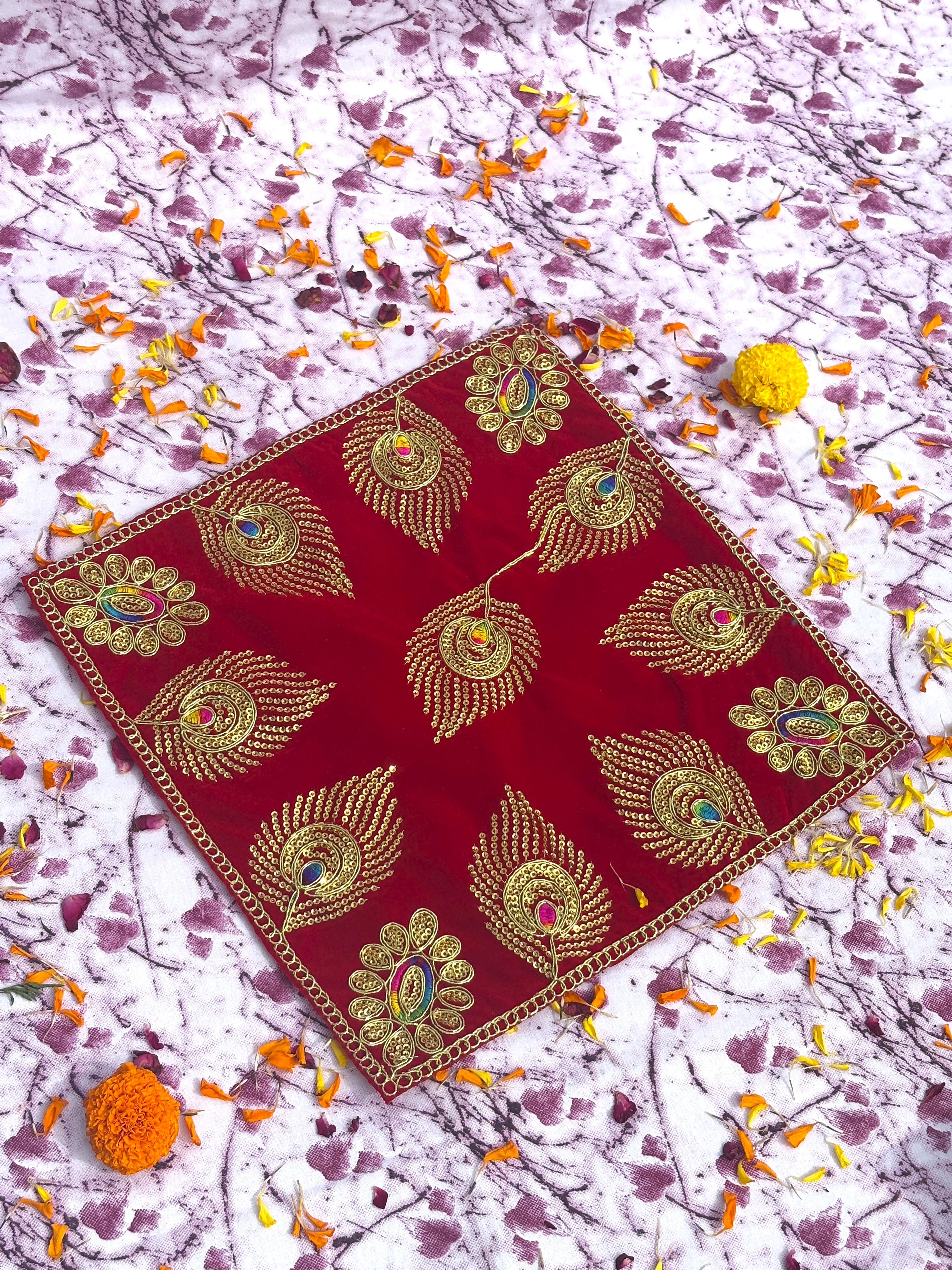 Velvet Red Peacock Aasan