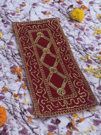 Velvet Red Geometric Embroidered Aasan