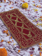 Velvet Red Geometric Embroidered Aasan