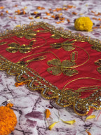Orange Rectangular Embroidered Aasan