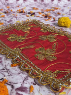 Orange Rectangular Embroidered Aasan