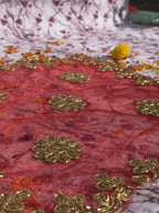 Shimmer Red Net Floral Aasan