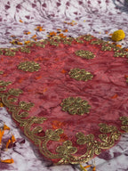 Shimmer Red Net Floral Aasan