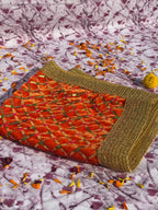 Velvet Orange Golden Square Puja Aasan