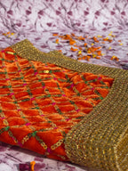 Velvet Orange Golden Square Puja Aasan