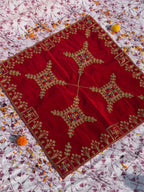 Velvet Red Swastik Embroidered Aasan Square