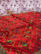 Velvet Red Diamond Embroidered Aasan