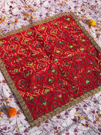 Velvet Red Diamond Embroidered Aasan