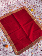 Velvet Plain Red Jai Mata Di Embroidered Aasan