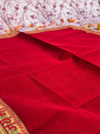 Velvet Plain Red Jai Mata Di Embroidered Aasan