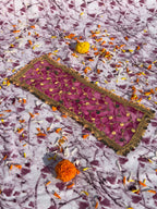 Pink Net Embroidered Chunri with Golden Sequin Border